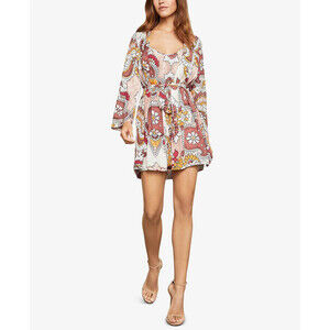 BCBGMAXAZRIA Women's Long-Sleeve Wrap Dress Red Grand Paisley Size XS $328